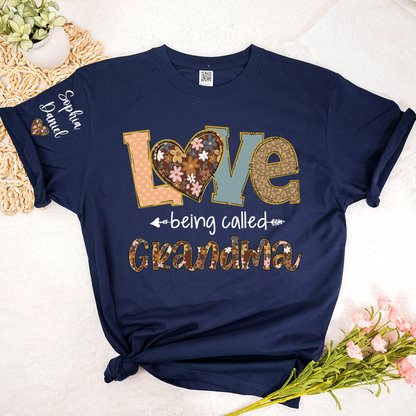 Personalized Grandma Fall Love Being Called Grandma and Custom Grandkids Name Shirt