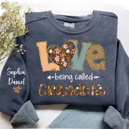 Personalized Grandma Fall Love Being Called Grandma and Custom Grandkids Name Shirt