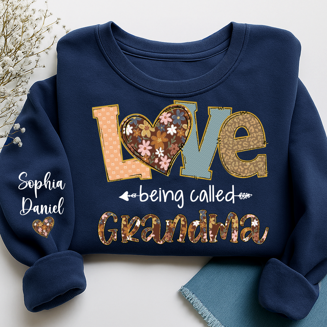 Personalized Grandma Fall Love Being Called Grandma and Custom Grandkids Name Shirt