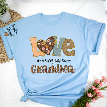 Personalized Grandma Fall Love Being Called Grandma and Custom Grandkids Name Shirt