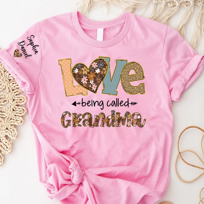 Personalized Grandma Fall Love Being Called Grandma and Custom Grandkids Name Shirt