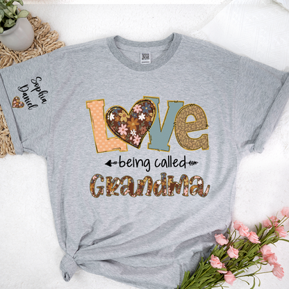 Personalized Grandma Fall Love Being Called Grandma and Custom Grandkids Name Shirt