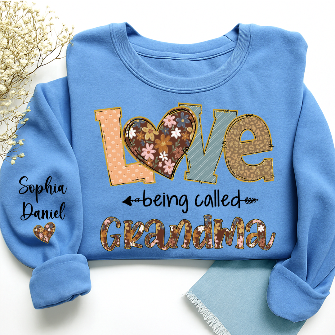 Personalized Grandma Fall Love Being Called Grandma and Custom Grandkids Name Shirt