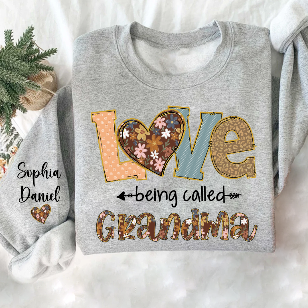 Personalized Grandma Fall Love Being Called Grandma and Custom Grandkids Name Shirt