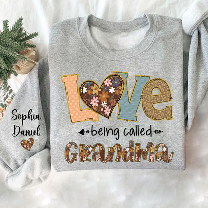 Personalized Grandma Fall Love Being Called Grandma and Custom Grandkids Name Shirt