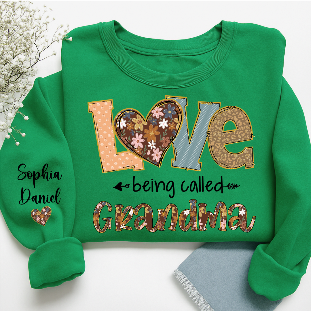 Personalized Grandma Fall Love Being Called Grandma and Custom Grandkids Name Shirt