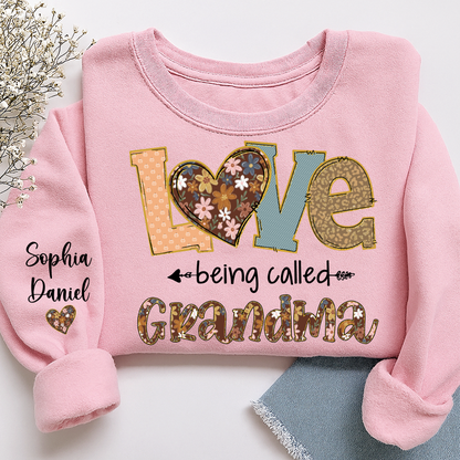 Personalized Grandma Fall Love Being Called Grandma and Custom Grandkids Name Shirt