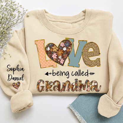 Personalized Grandma Fall Love Being Called Grandma and Custom Grandkids Name Shirt