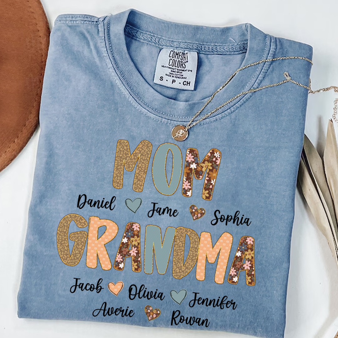 Personalized Grandma Fall, Mom Kids Grandma Grandkids Custom Shirt