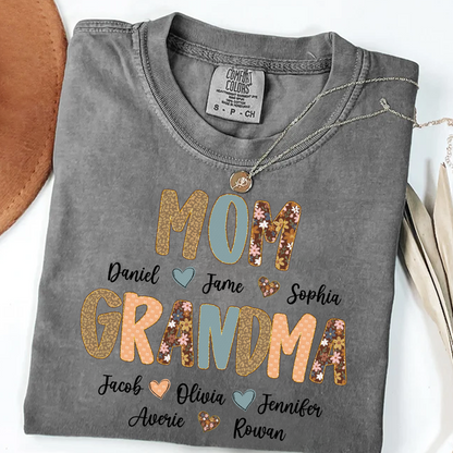 Personalized Grandma Fall, Mom Kids Grandma Grandkids Custom Shirt