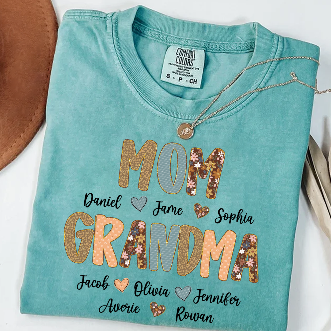 Personalized Grandma Fall, Mom Kids Grandma Grandkids Custom Shirt