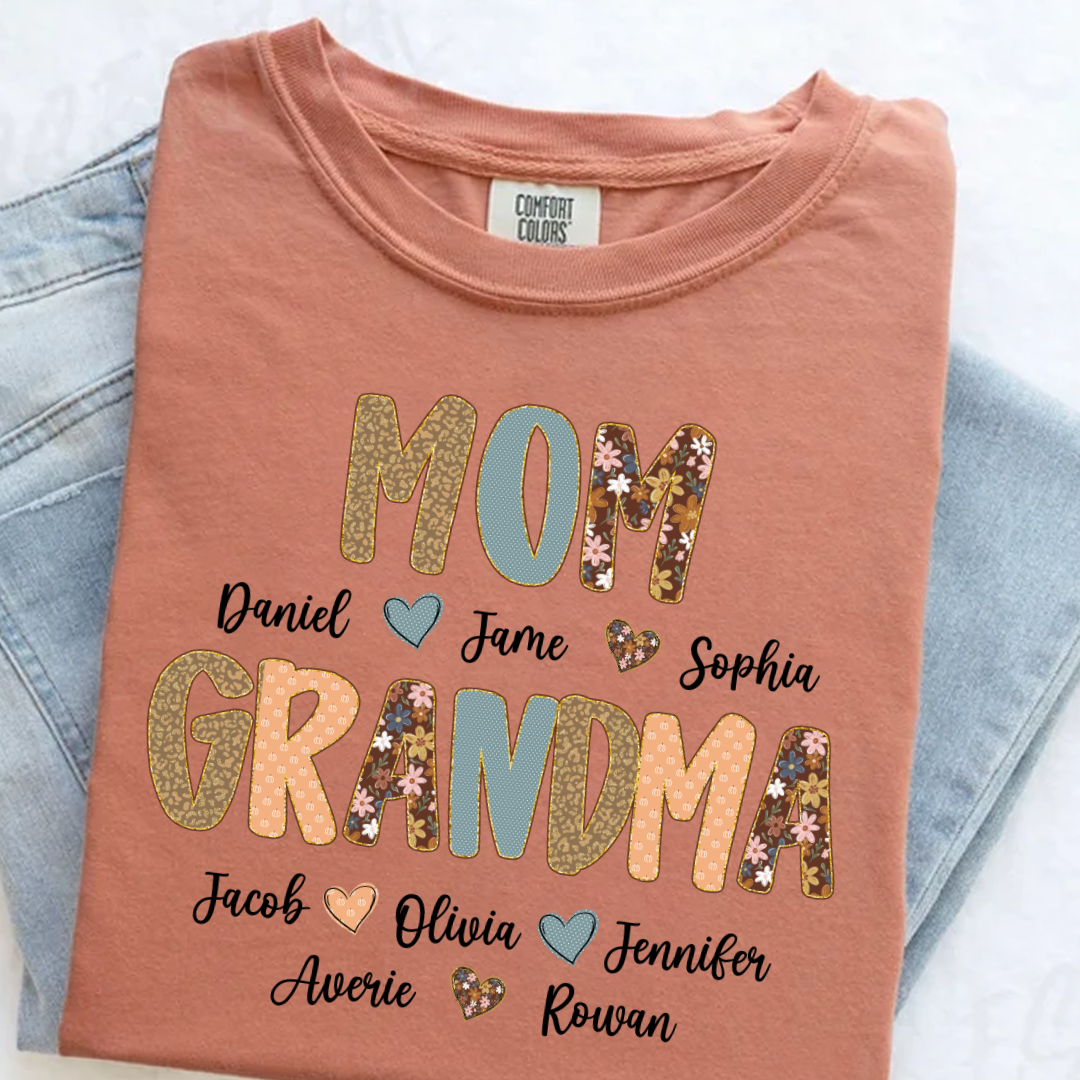 Personalized Grandma Fall, Mom Kids Grandma Grandkids Custom Shirt