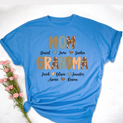 Personalized Grandma Fall, Mom Kids Grandma Grandkids Custom Shirt