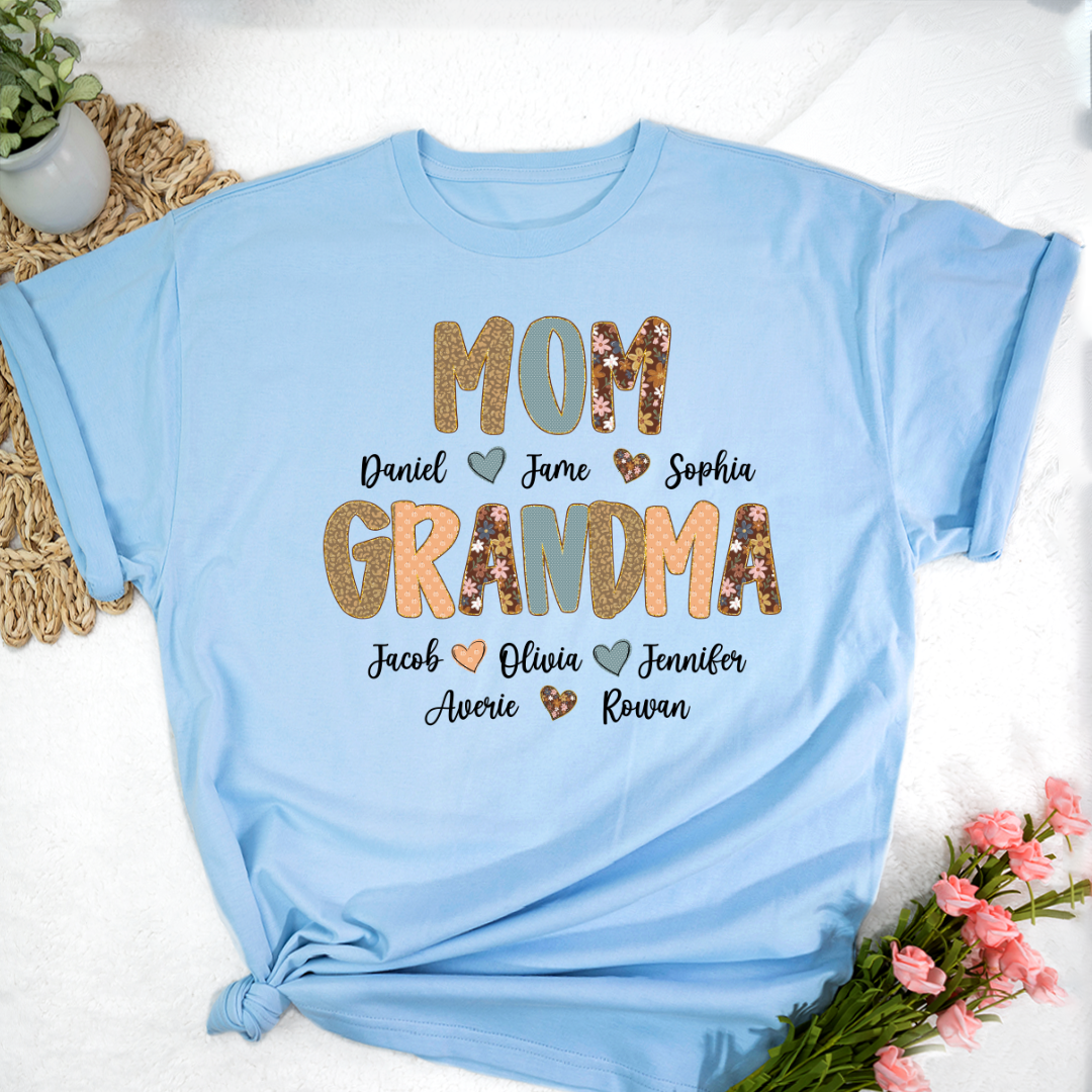 Personalized Grandma Fall, Mom Kids Grandma Grandkids Custom Shirt