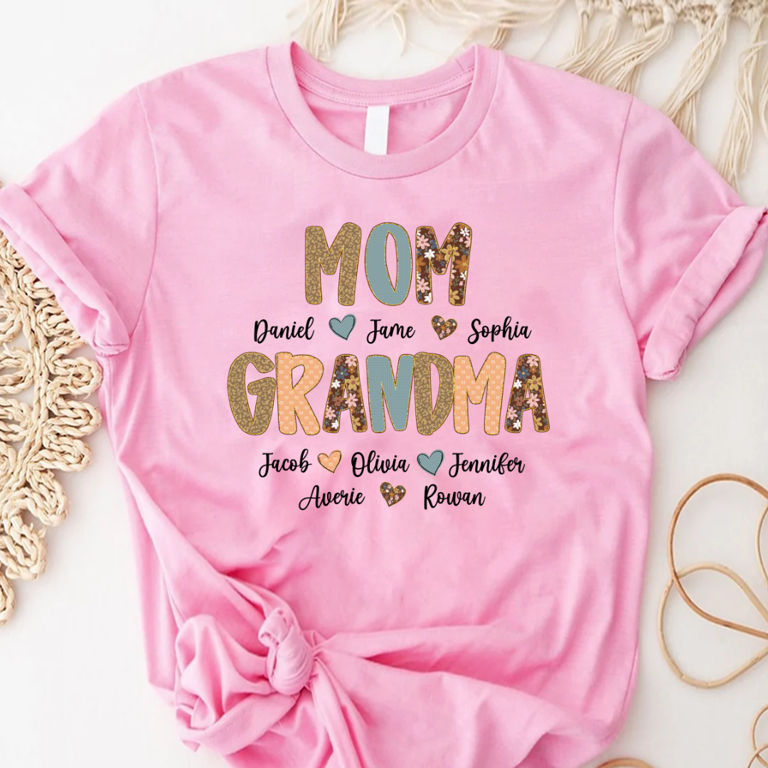 Personalized Grandma Fall, Mom Kids Grandma Grandkids Custom Shirt