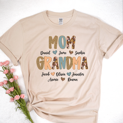 Personalized Grandma Fall, Mom Kids Grandma Grandkids Custom Shirt