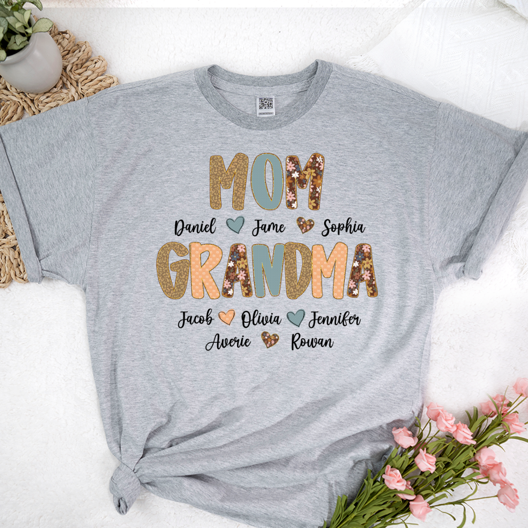 Personalized Grandma Fall, Mom Kids Grandma Grandkids Custom Shirt