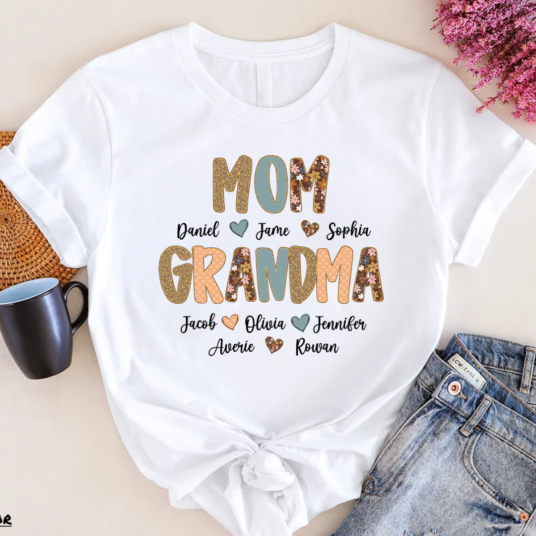 Personalized Grandma Fall, Mom Kids Grandma Grandkids Custom Shirt