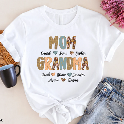Personalized Grandma Fall, Mom Kids Grandma Grandkids Custom Shirt