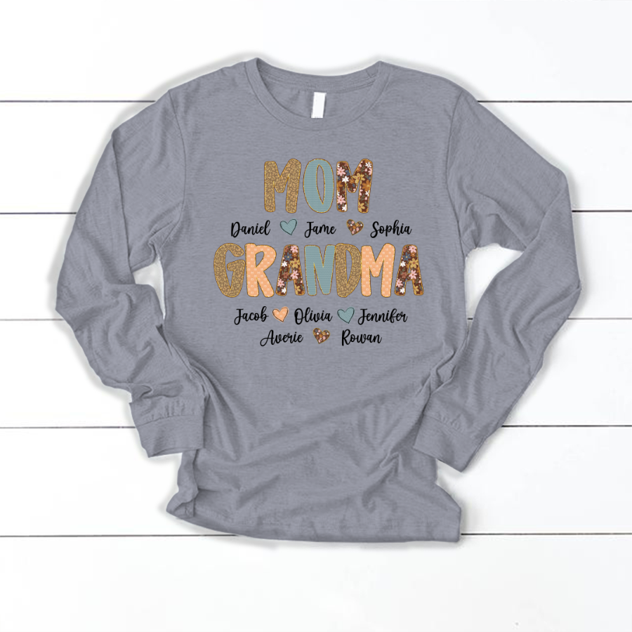 Personalized Grandma Fall, Mom Kids Grandma Grandkids Custom Shirt