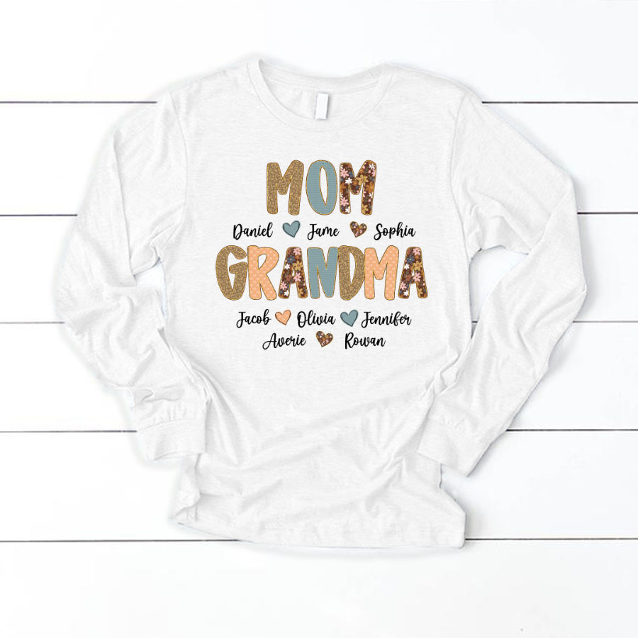Personalized Grandma Fall, Mom Kids Grandma Grandkids Custom Shirt