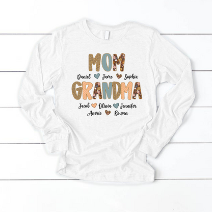 Personalized Grandma Fall, Mom Kids Grandma Grandkids Custom Shirt