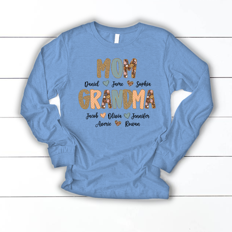 Personalized Grandma Fall, Mom Kids Grandma Grandkids Custom Shirt