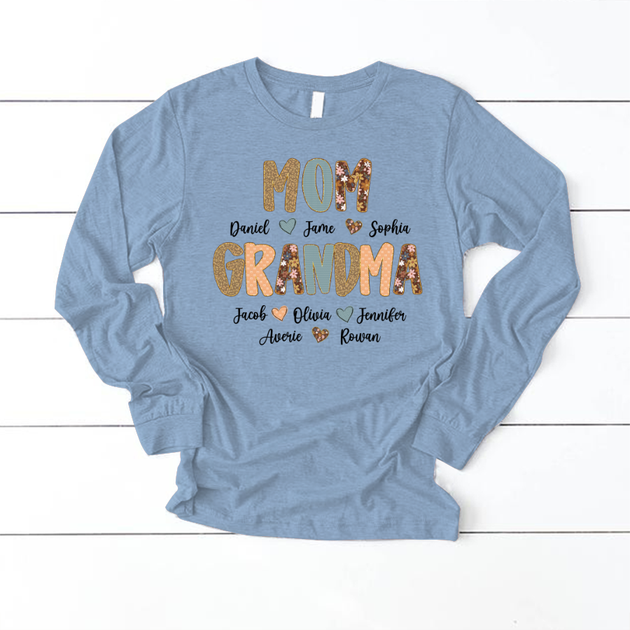 Personalized Grandma Fall, Mom Kids Grandma Grandkids Custom Shirt