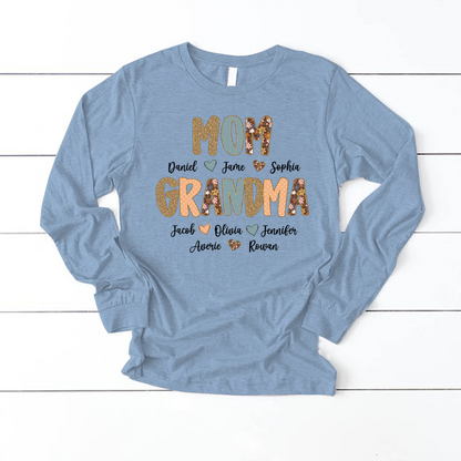 Personalized Grandma Fall, Mom Kids Grandma Grandkids Custom Shirt