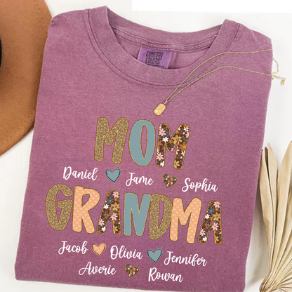 Personalized Grandma Fall, Mom Kids Grandma Grandkids Custom Shirt