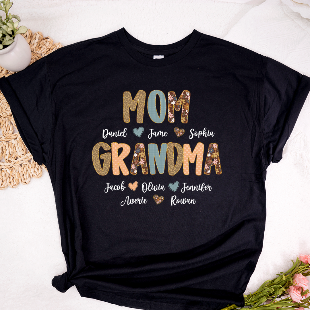 Personalized Grandma Fall, Mom Kids Grandma Grandkids Custom Shirt