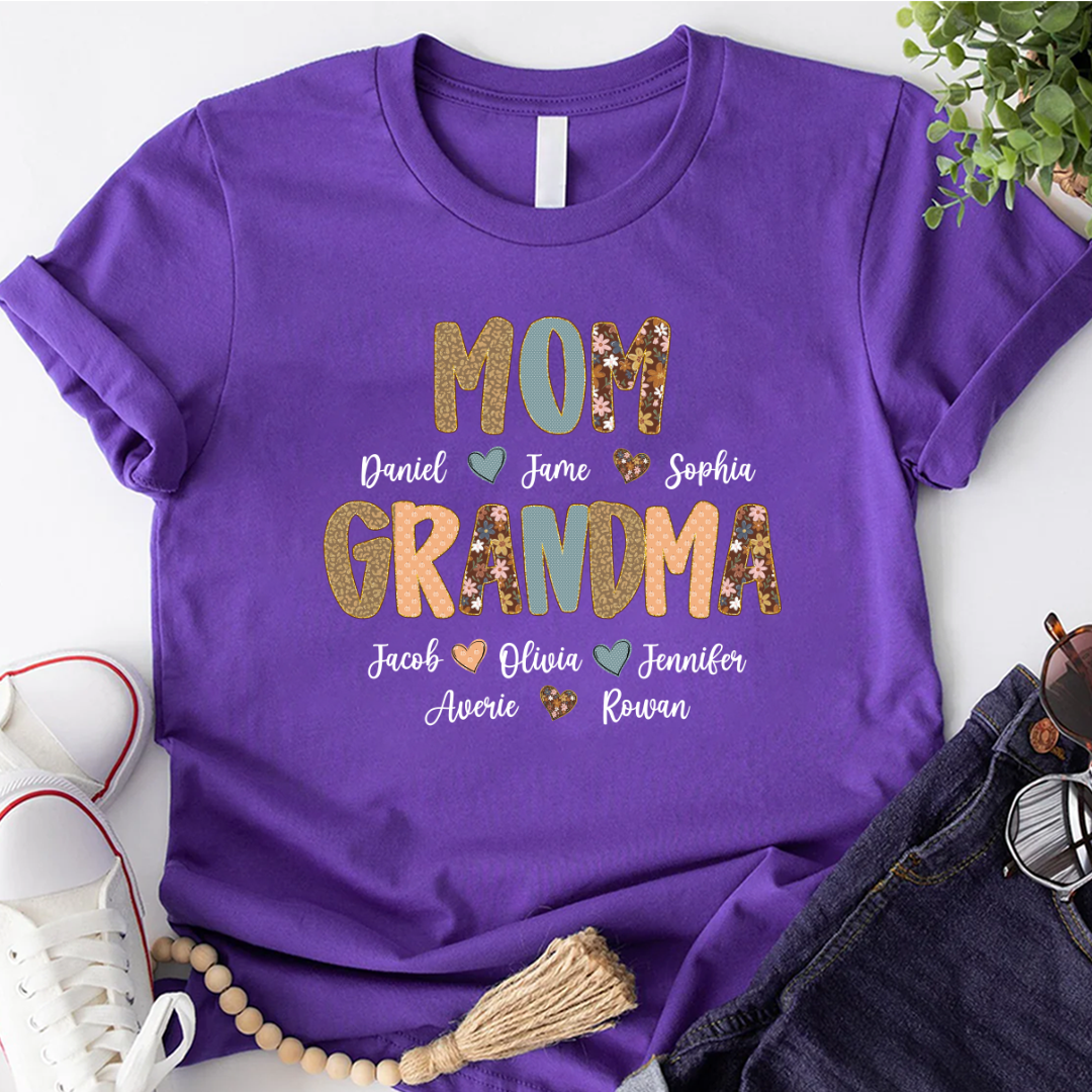 Personalized Grandma Fall, Mom Kids Grandma Grandkids Custom Shirt