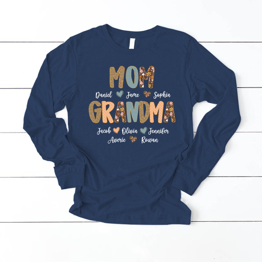 Personalized Grandma Fall, Mom Kids Grandma Grandkids Custom Shirt