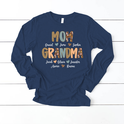 Personalized Grandma Fall, Mom Kids Grandma Grandkids Custom Shirt