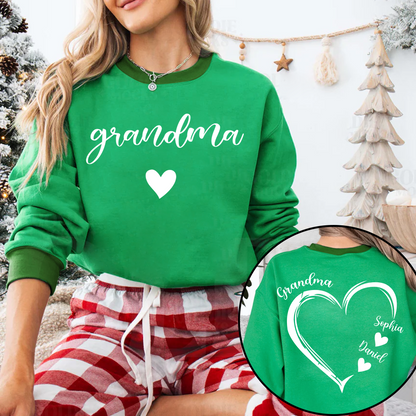 Personalized Grandma Heart And Grandkids Christmas Gift