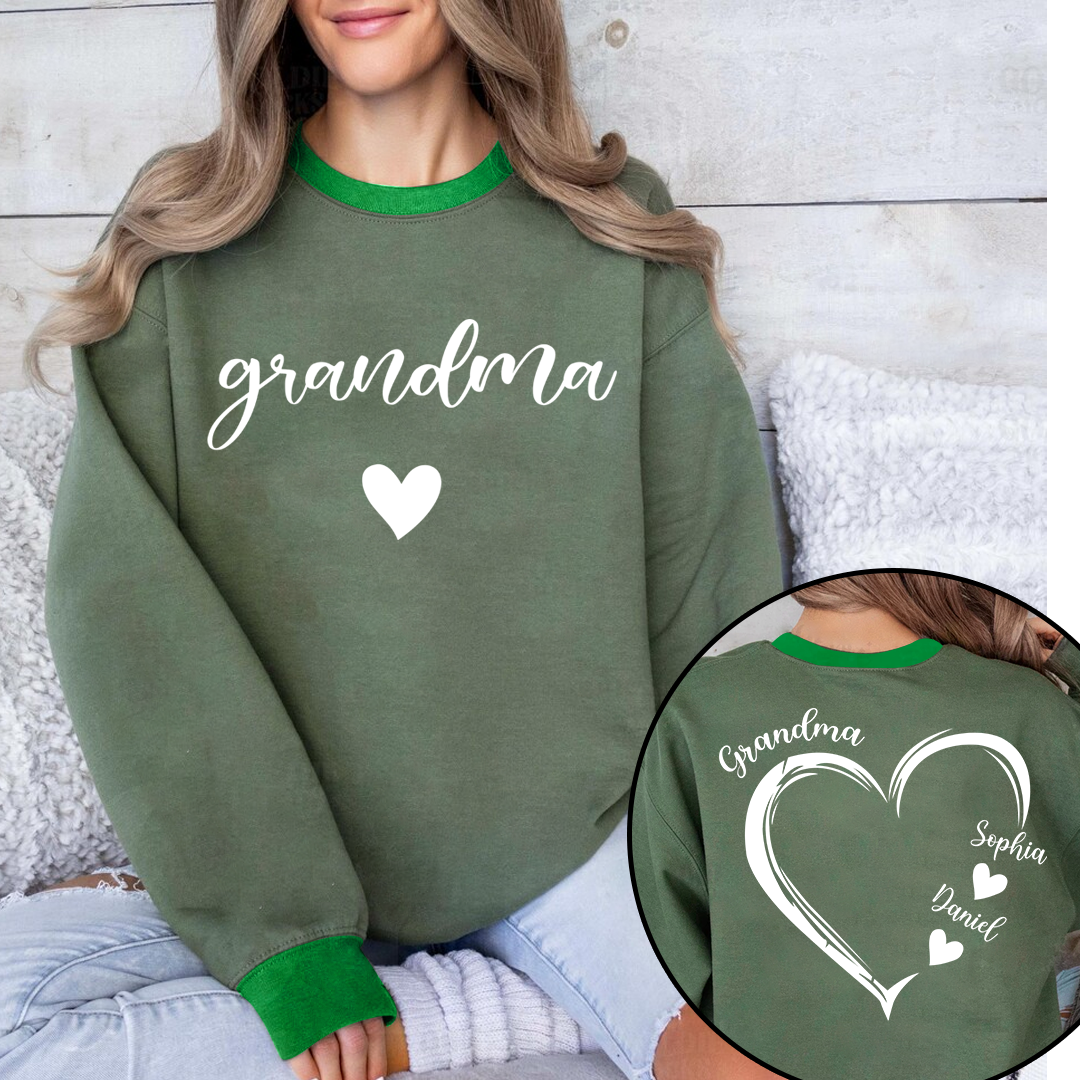 Personalized Grandma Heart And Grandkids Christmas Gift