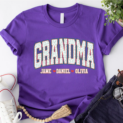 Personalized Grandma and Grandkids Leopard Christmas Gift Shirt