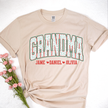 Personalized Grandma and Grandkids Leopard Christmas Gift Shirt