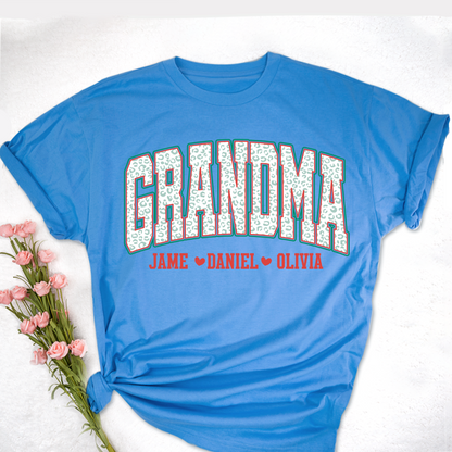 Personalized Grandma and Grandkids Leopard Christmas Gift Shirt