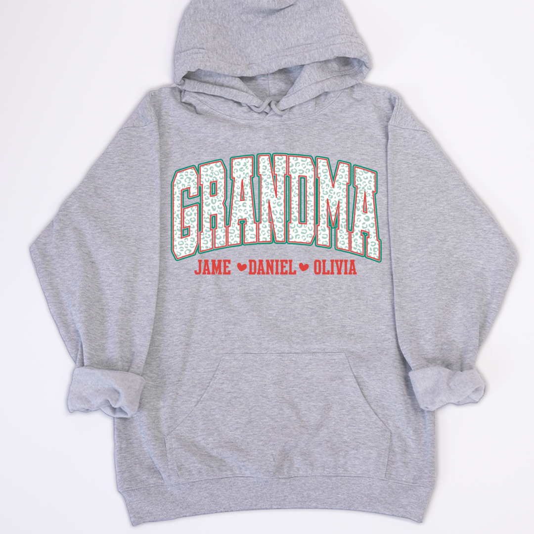 Personalized Grandma and Grandkids Leopard Christmas Gift Shirt