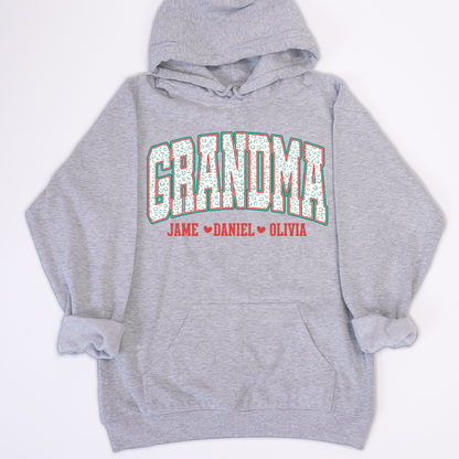 Personalized Grandma and Grandkids Leopard Christmas Gift Shirt