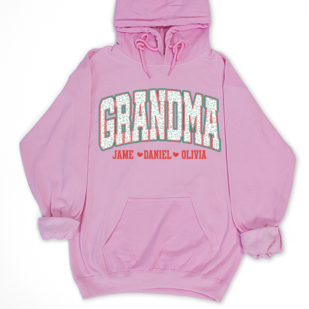 Personalized Grandma and Grandkids Leopard Christmas Gift Shirt