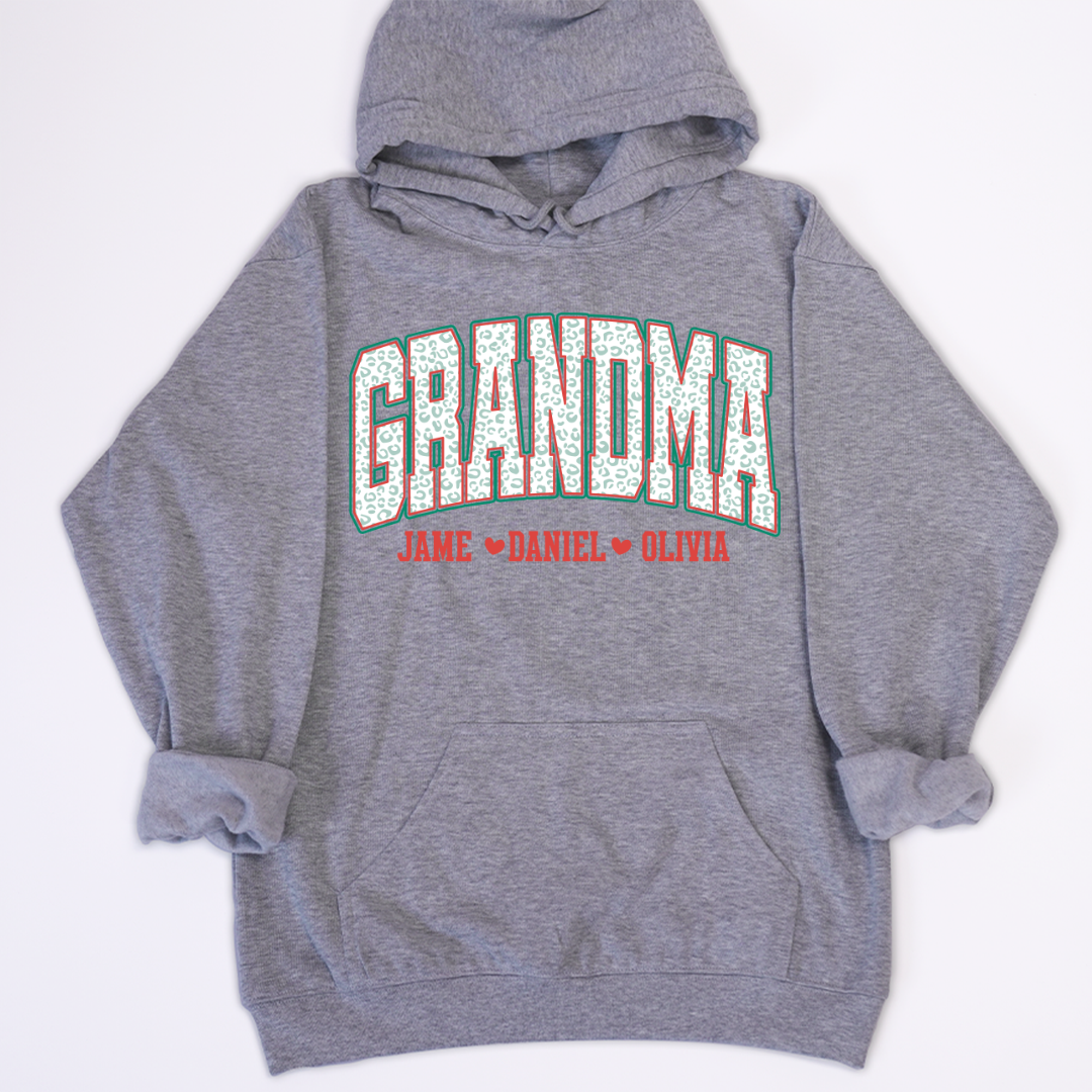 Personalized Grandma and Grandkids Leopard Christmas Gift Shirt