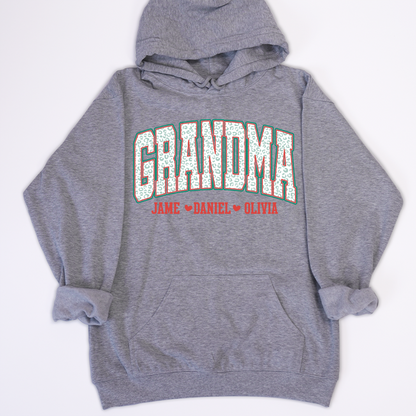 Personalized Grandma and Grandkids Leopard Christmas Gift Shirt
