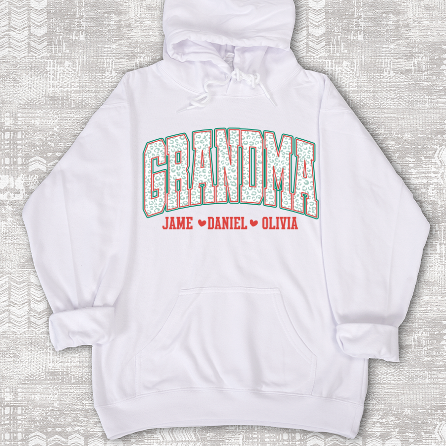 Personalized Grandma and Grandkids Leopard Christmas Gift Shirt