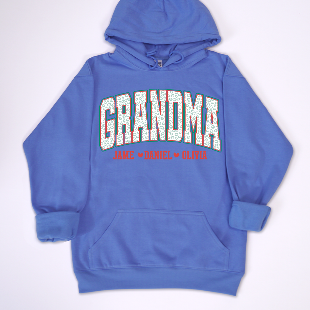 Personalized Grandma and Grandkids Leopard Christmas Gift Shirt