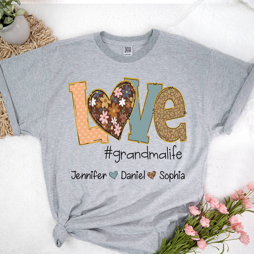 Personalized Love Grandma, Fall Color Grankids Custom Name