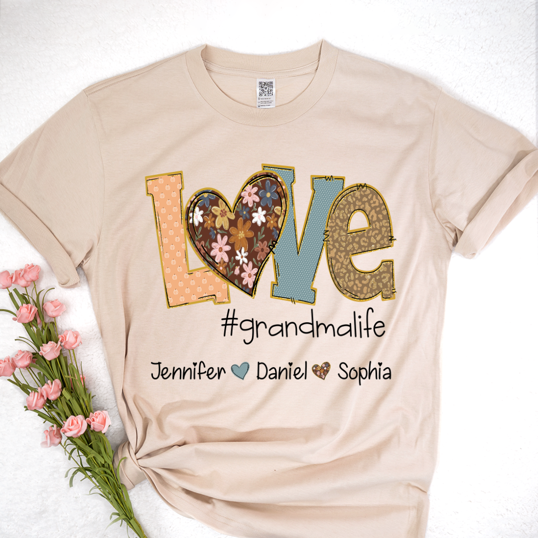 Personalized Love Grandma, Fall Color Grankids Custom Name