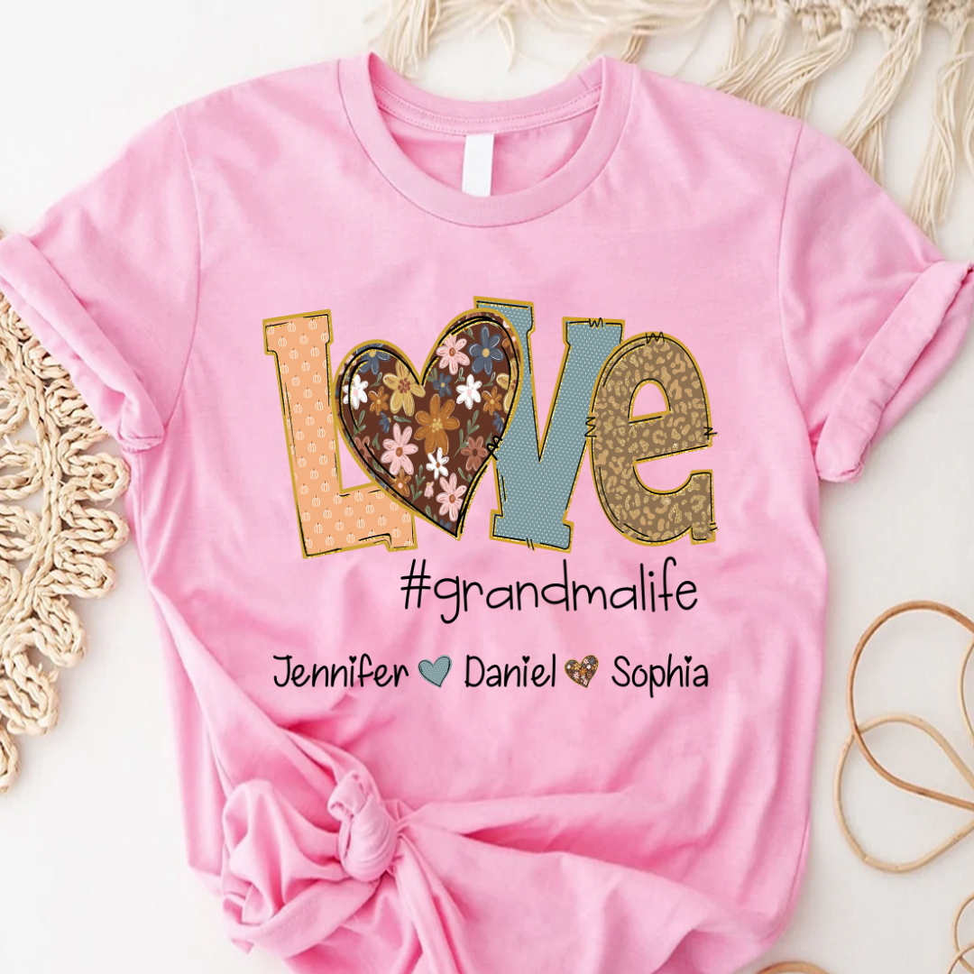 Personalized Love Grandma, Fall Color Grankids Custom Name