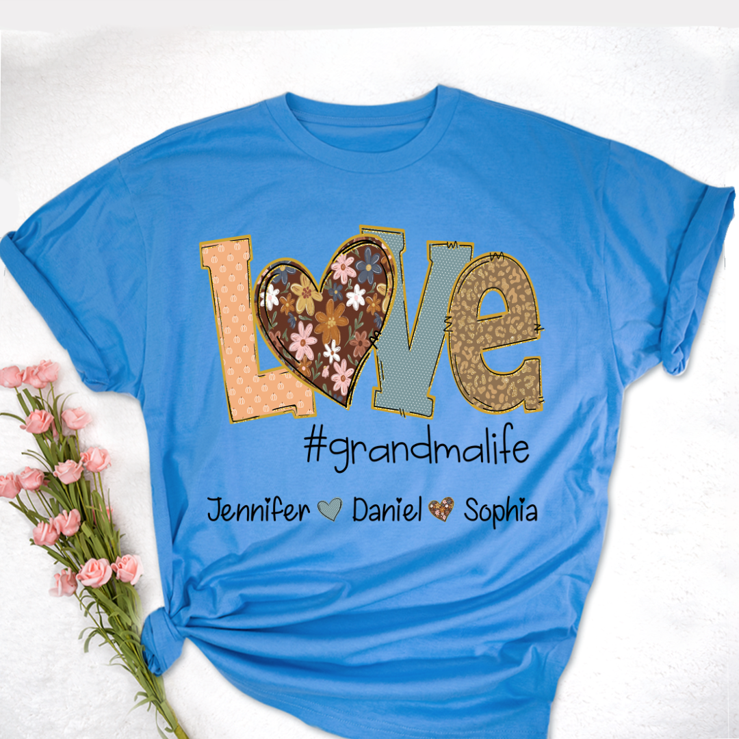 Personalized Love Grandma, Fall Color Grankids Custom Name